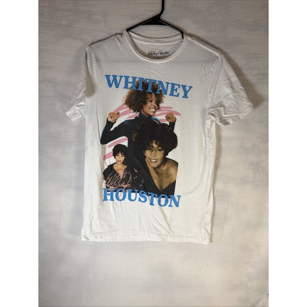 Whitney Houston T-Shirt Short Sleeve Graphic White Retro Pop 2021 Women’s SMALL